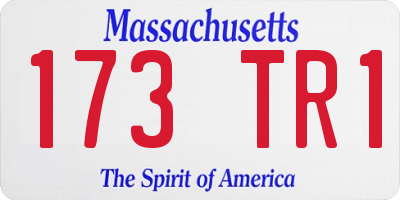 MA license plate 173TR1