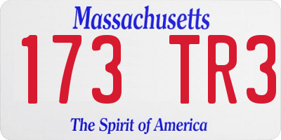 MA license plate 173TR3