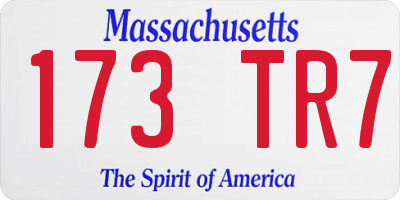 MA license plate 173TR7