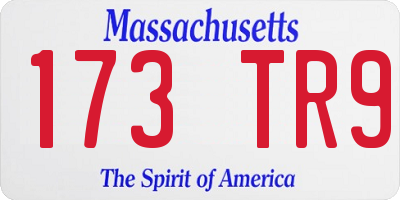 MA license plate 173TR9