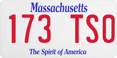 MA license plate 173TS0