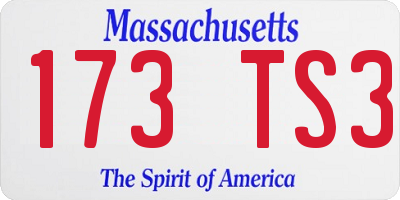 MA license plate 173TS3
