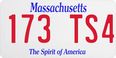 MA license plate 173TS4