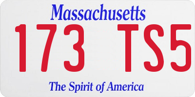MA license plate 173TS5