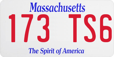 MA license plate 173TS6
