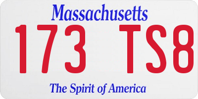 MA license plate 173TS8