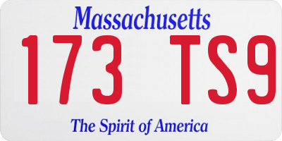 MA license plate 173TS9