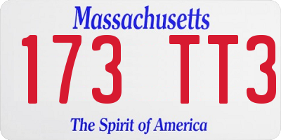 MA license plate 173TT3