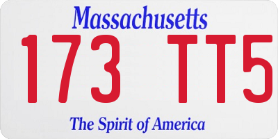 MA license plate 173TT5