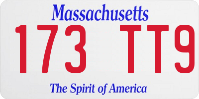 MA license plate 173TT9