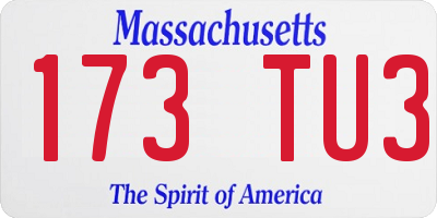MA license plate 173TU3