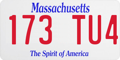 MA license plate 173TU4