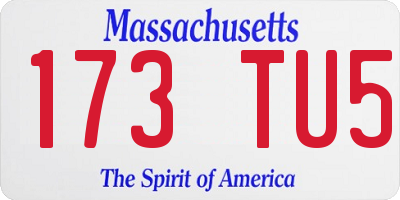 MA license plate 173TU5