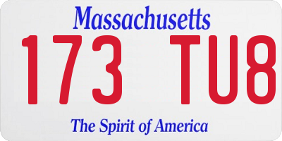 MA license plate 173TU8