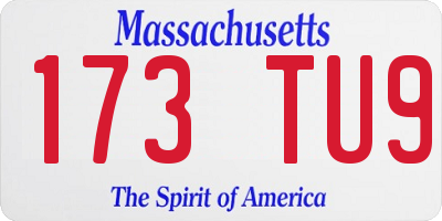 MA license plate 173TU9