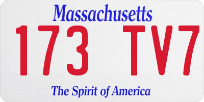 MA license plate 173TV7