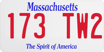 MA license plate 173TW2