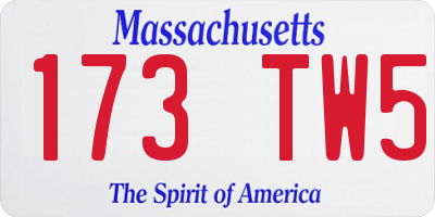 MA license plate 173TW5