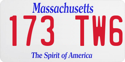 MA license plate 173TW6