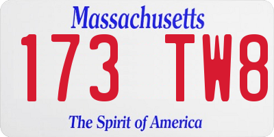 MA license plate 173TW8