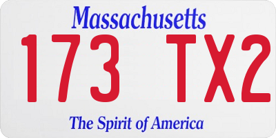 MA license plate 173TX2