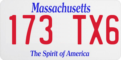 MA license plate 173TX6