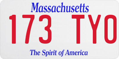 MA license plate 173TY0
