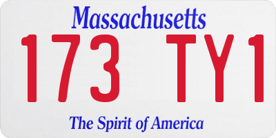 MA license plate 173TY1