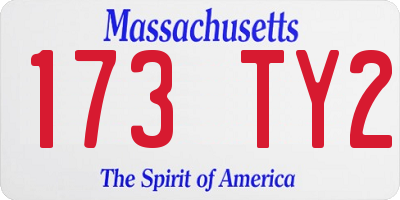 MA license plate 173TY2