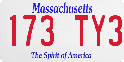 MA license plate 173TY3