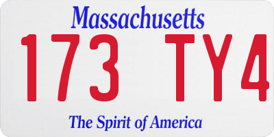 MA license plate 173TY4