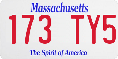 MA license plate 173TY5