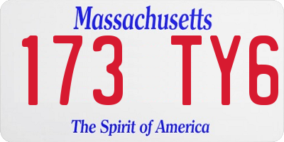 MA license plate 173TY6