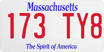 MA license plate 173TY8