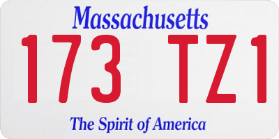 MA license plate 173TZ1