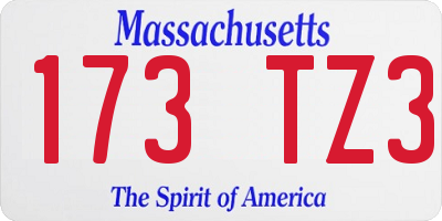 MA license plate 173TZ3