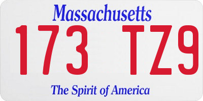 MA license plate 173TZ9