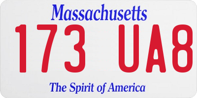 MA license plate 173UA8