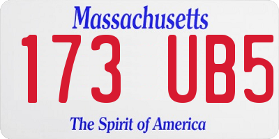 MA license plate 173UB5