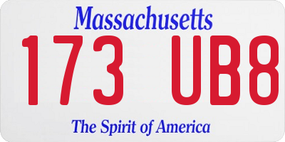 MA license plate 173UB8