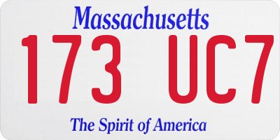 MA license plate 173UC7