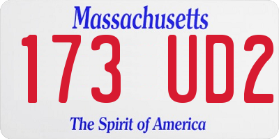 MA license plate 173UD2