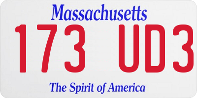 MA license plate 173UD3