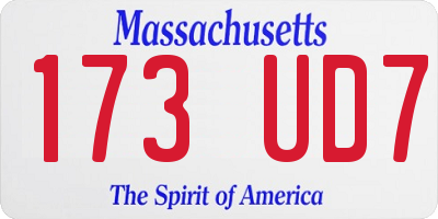 MA license plate 173UD7