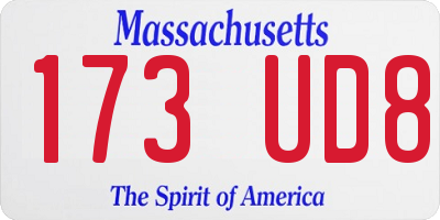 MA license plate 173UD8