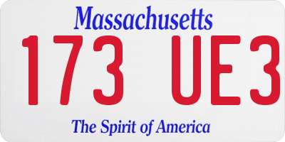 MA license plate 173UE3