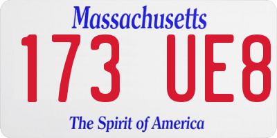 MA license plate 173UE8