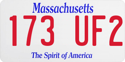 MA license plate 173UF2