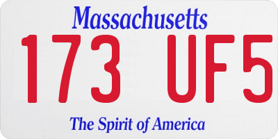 MA license plate 173UF5