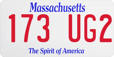 MA license plate 173UG2